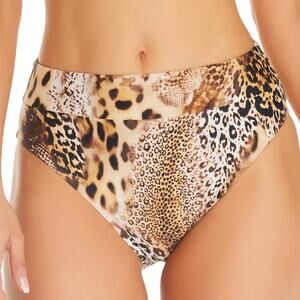 Bar III Women’s Banded High Rise High Leg Bikini Swimsuit Bottom Brown Size XL